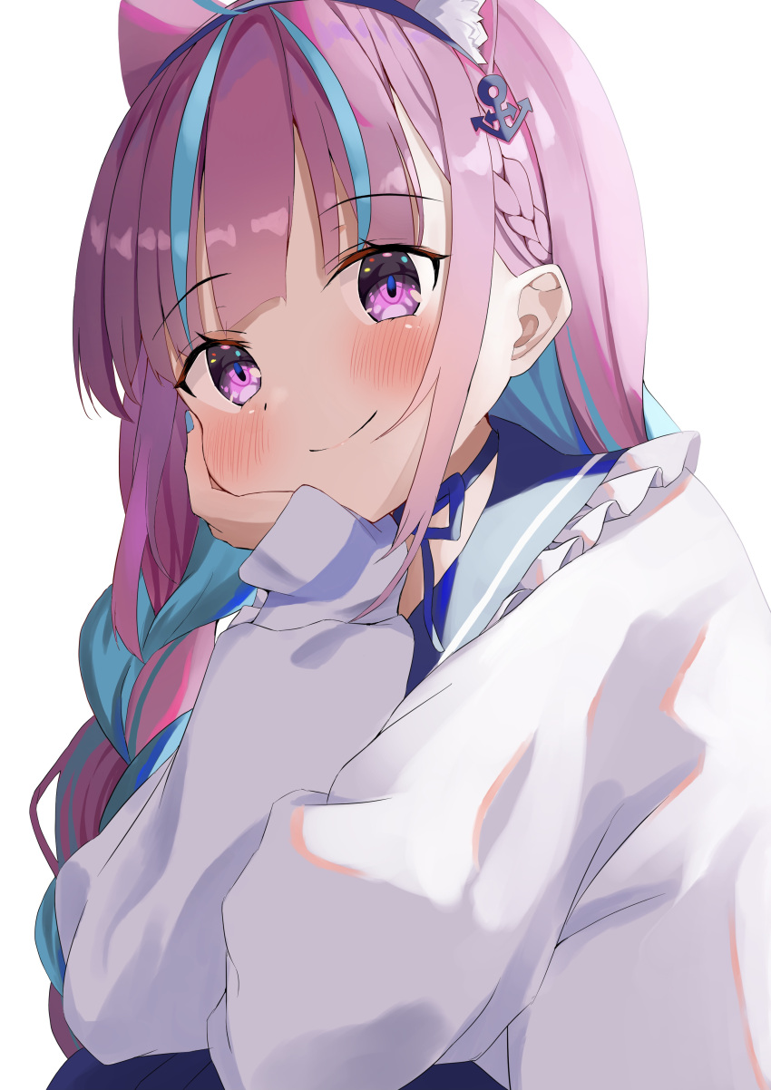 1girl, absurdres, ahoge, anchor_hair_ornament, animal_ear_fluff, animal_ears, bangs, blue_choker