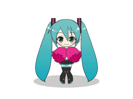 1girl, animated, animated_gif, cheerleader, chibi, confetti, dancing, gif