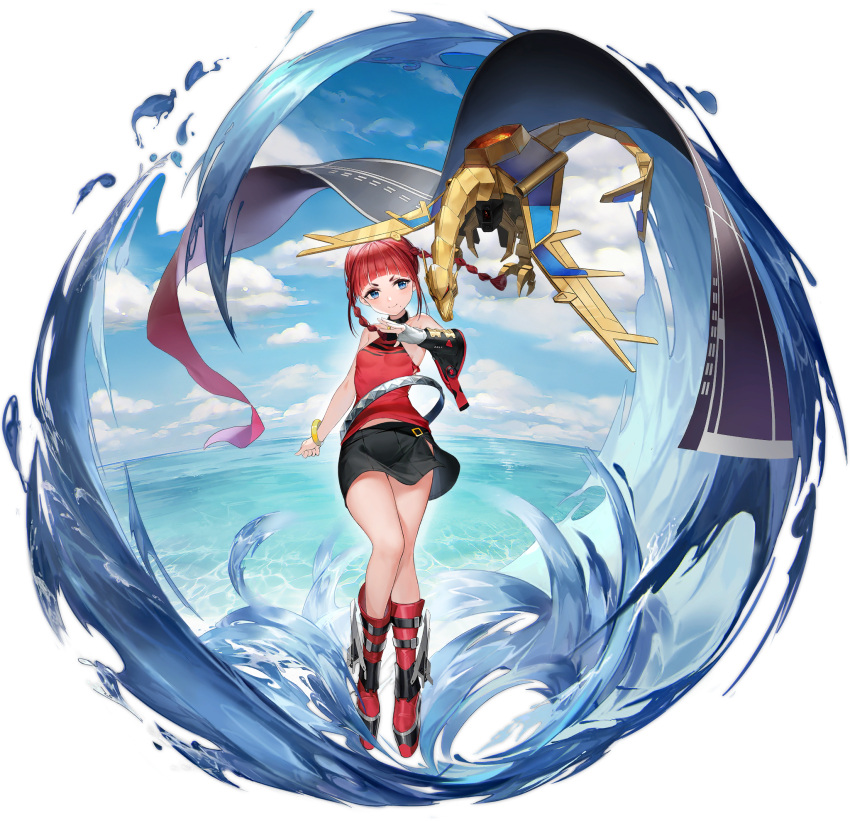 1girl, asukagawa_chise, asymmetrical_gloves, azur_lane, bare_shoulders, black_skirt, blue_eyes, bracelet