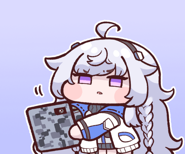 1girl, ahoge, bangs, blush_stickers, braid, bulga, coat, digital_camouflage