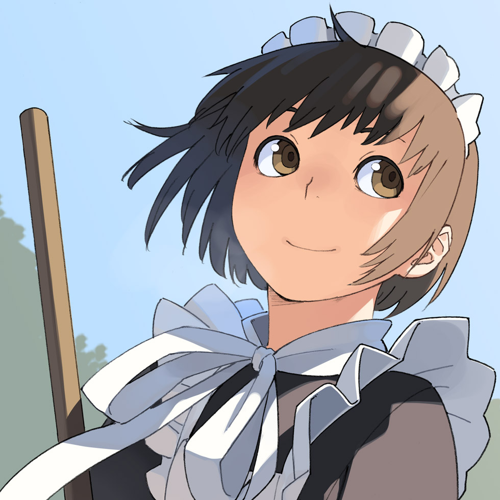 bob_cut, go_robots, maid, maid_headdress, shirley, shirley_medison, short_hair, smile