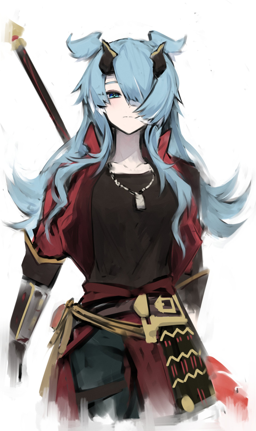 1girl, absurdres, blue_eyes, blue_hair, collarbone, cosplay, cowboy_shot, daiishori