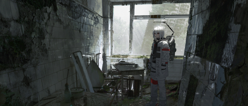 1girl, absurdres, asteroid_ill, bangs, coat, expressionless, feet_out_of_frame, gloves