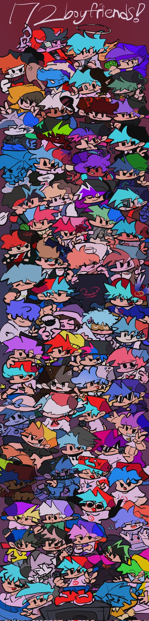 9ildb1rydzfi9f2, absolutely_everyone, alternate_universe, blonde_hair, blue_hair, blue_skin, boyfriend_(friday_night_funkin'), brown_hair