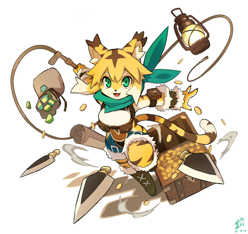 1girl, :3, animal_ear_fluff, animal_ears, animal_nose, arm_pouch, arm_warmers, arms_up