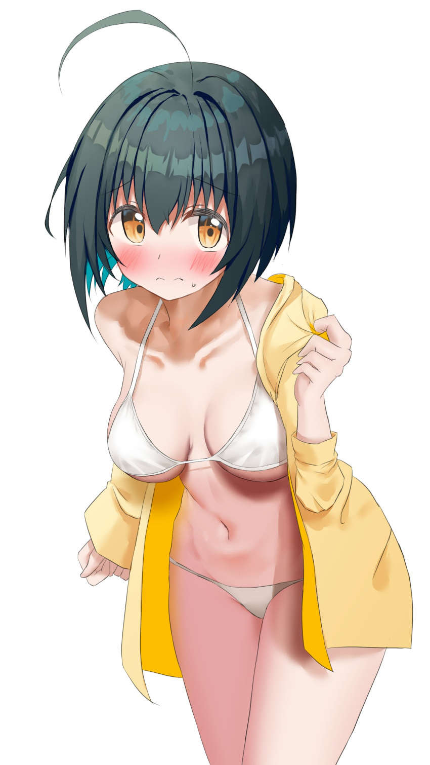 1girl, :o, absurdres, ahoge, ashinagi_(bijutu1), bikini, blush, breasts