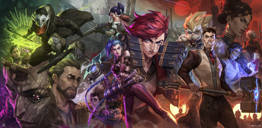 6+boys, 6+girls, absurdres, ambessa_medarda, arcane:_league_of_legends, caitlyn_(league_of_legends), claggor_(arcane), coat