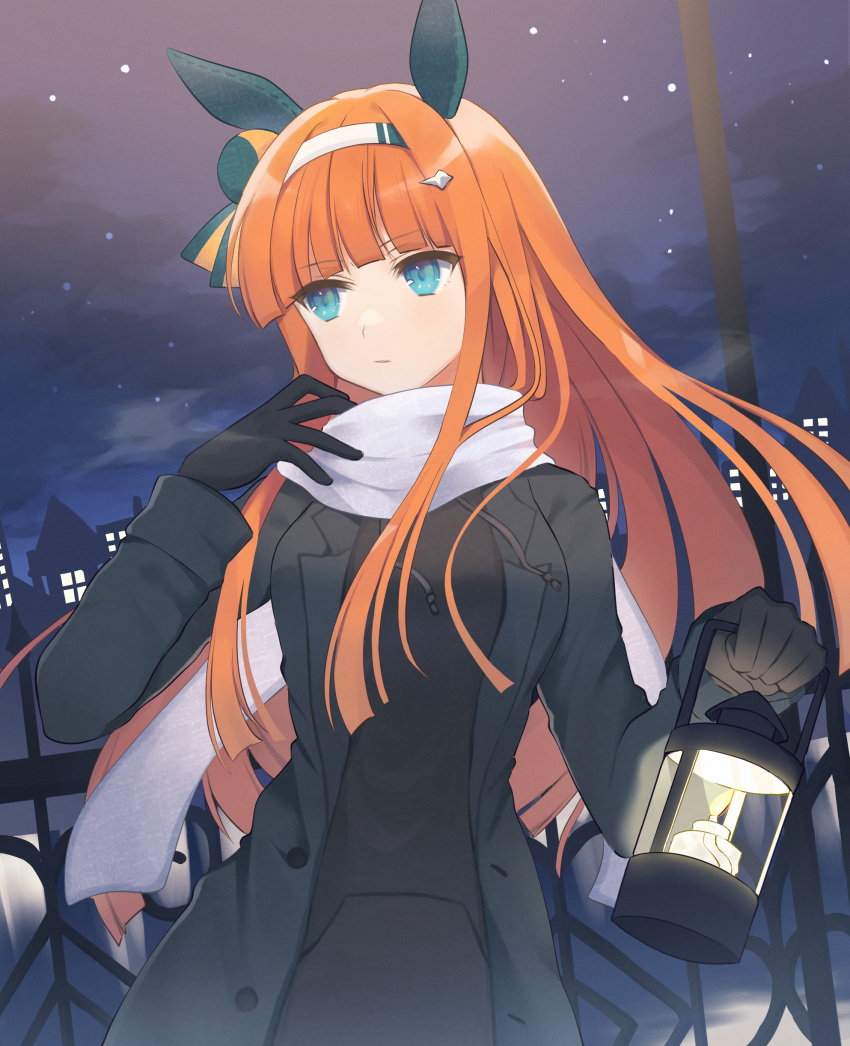 1girl, absurdres, animal_ears, bangs, black_coat, black_gloves, black_sweater, blue_eyes