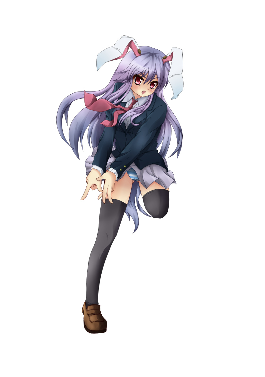 animal_ears, artist_request, blazer, bunny_ears, highres, legs, loafers, long_hair