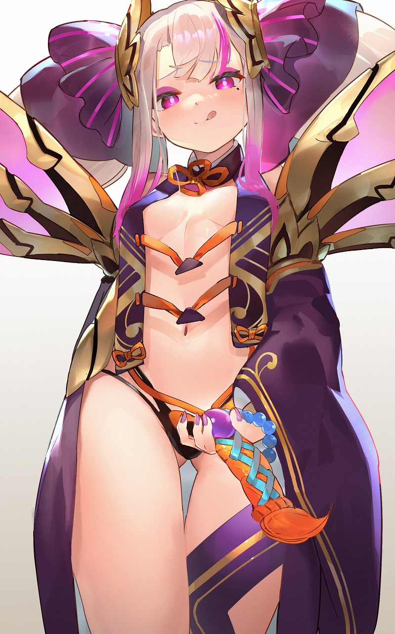 1girl, :q, bangs, bead_bracelet, beads, bracelet, breasts, eiyuu_senki_ww