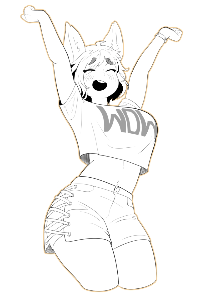 1girl, animal_ear_fluff, animal_ears, blush, breasts, clenched_hands, cropped_legs, eyebrows_visible_through_hair