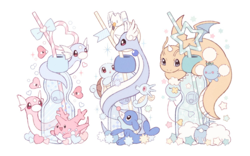 alternate_color, alternate_shiny_pokemon, bird, blue_bow, bottle, bow, candy, corsola
