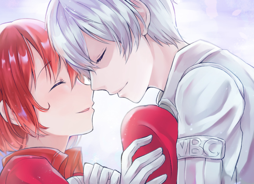 1boy, 1girl, ae-3803, closed_eyes, couple, gloves, hataraku_saibou, hetero