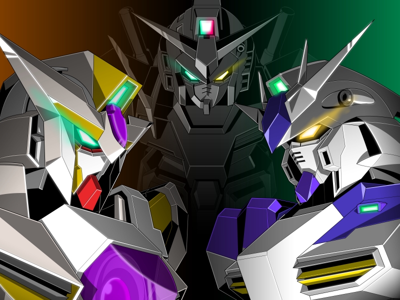 0_gundam, char's_counterattack, char's_counterattack_-_beltorchika's_children, commentary, eye_contact, furuya_tooru, glowing, glowing_eyes
