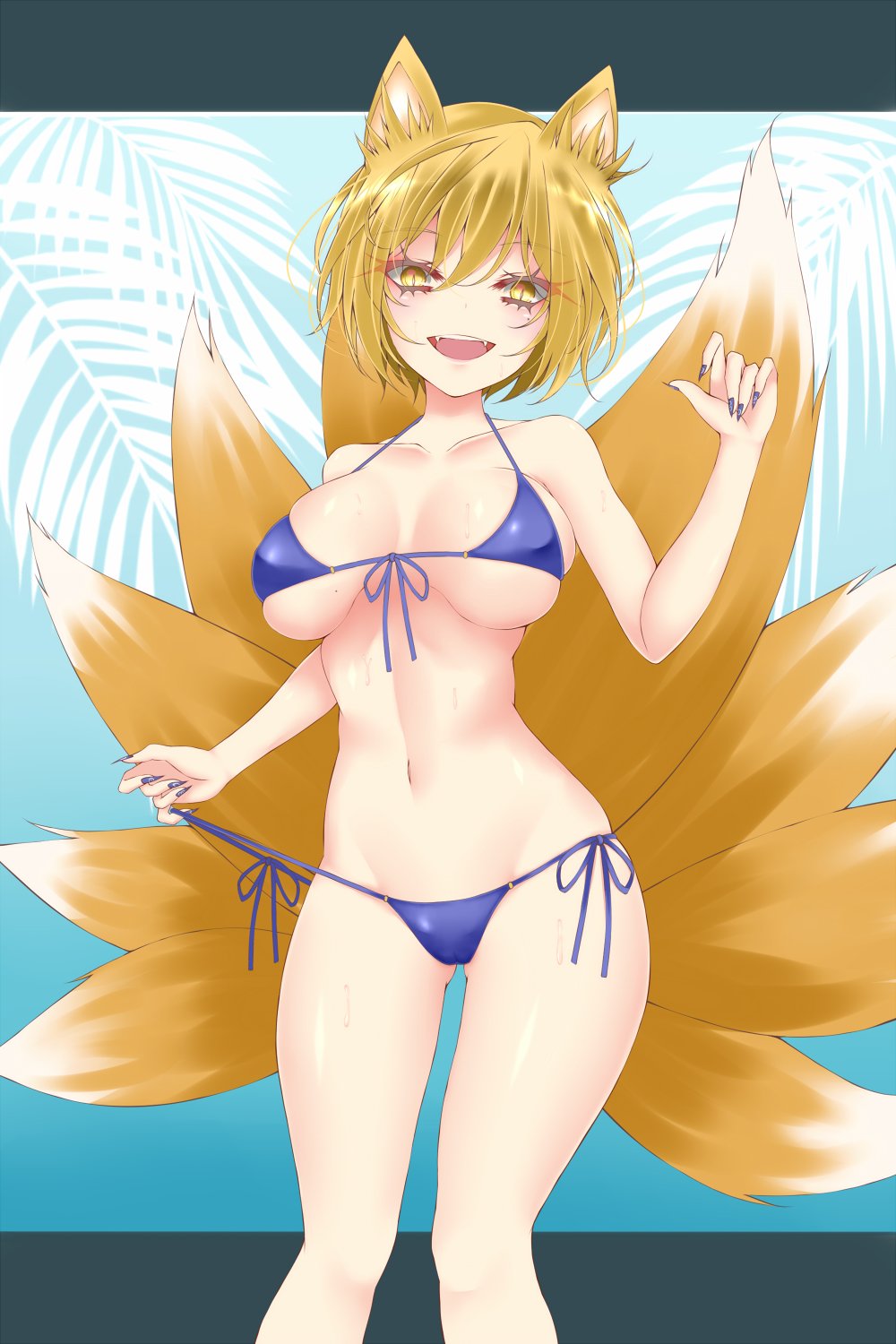 1girl, :d, alternate_costume, animal_ear_fluff, animal_ears, arm_up, bangs, bare_shoulders