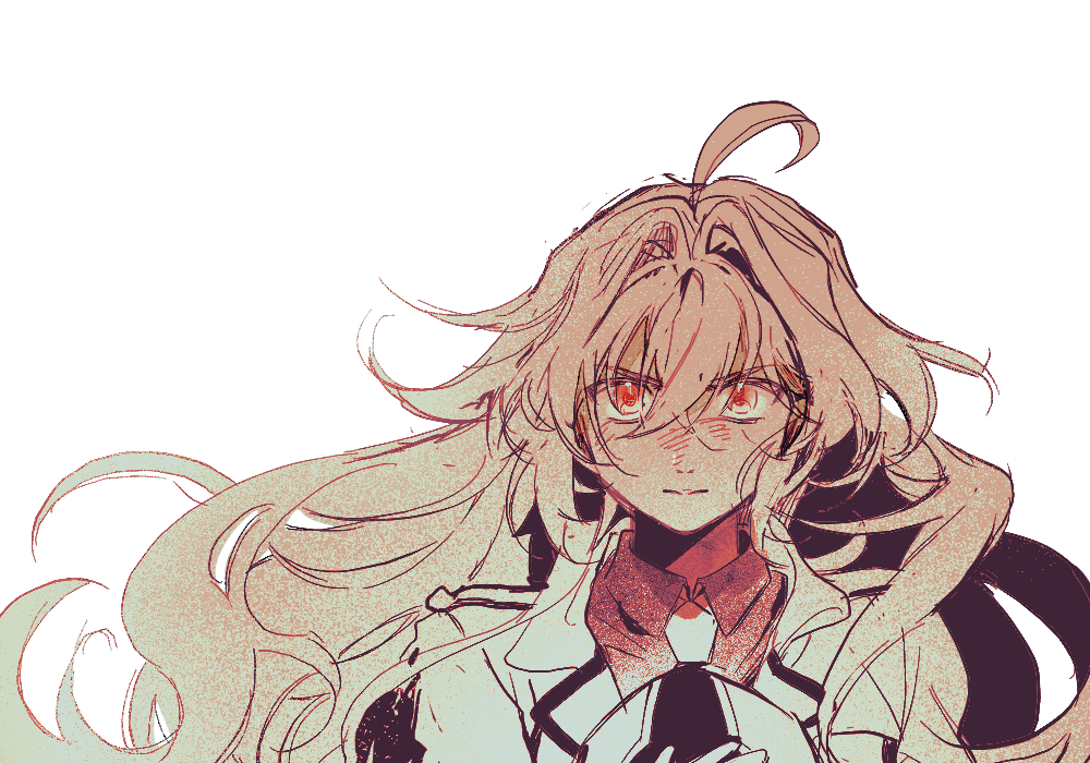 1girl, 86_-eightysix-, bangs, brown_hair, collared_shirt, cowlick, eyebrows_visible_through_hair, frederica_rosenfort