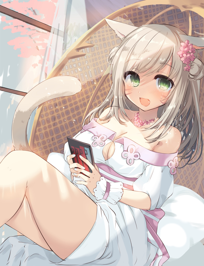 1girl, absurdres, akahaneko, animal_ears, bangs, breast_cutout, dress, eyebrows_visible_through_hair