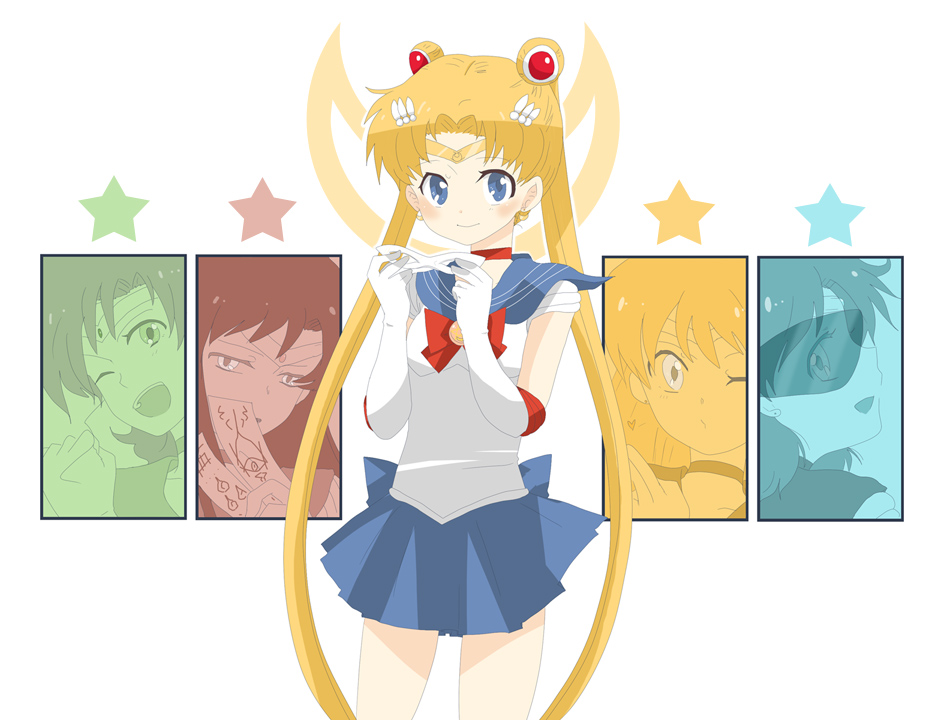 bio-cat, bishoujo_senshi_sailor_moon, blonde_hair, blue_eyes, double_bun, earrings, elbow_gloves, gloves