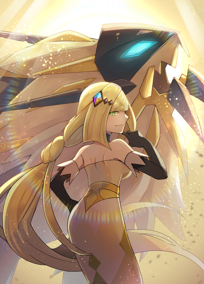 1girl, bangs, black_gloves, blonde_hair, blunt_bangs, closed_mouth, commentary_request, dress