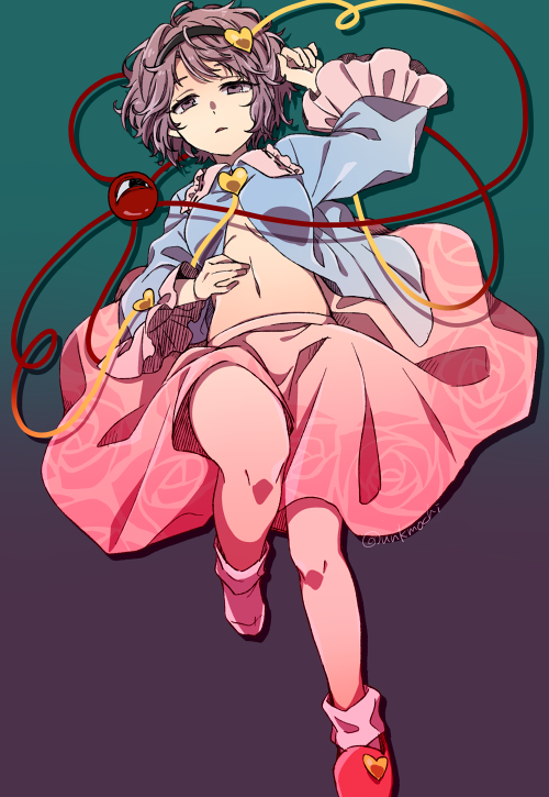 1girl, \||/, arm_up, bangs, black_hairband, blouse, blue_blouse, blue_shirt