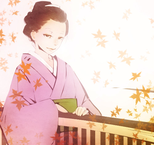 japanese_clothes, kimono, leaf, lowres, otake, saraiya_goyou