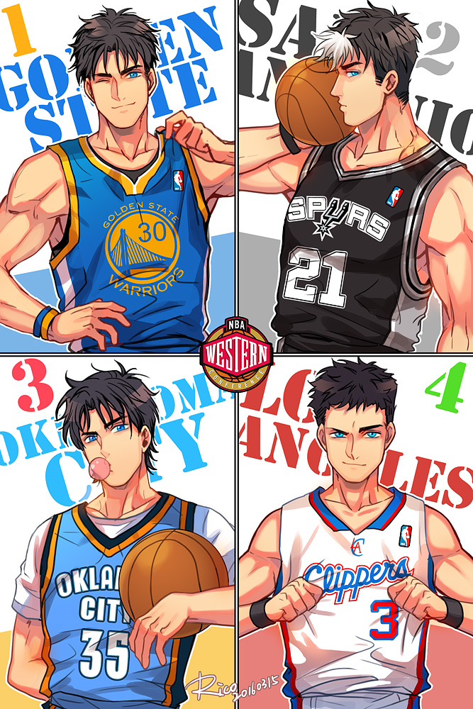 >_o, 4boys, ball, basketball_jersey, basketball_uniform, batman_(series), black_hair, blue_eyes