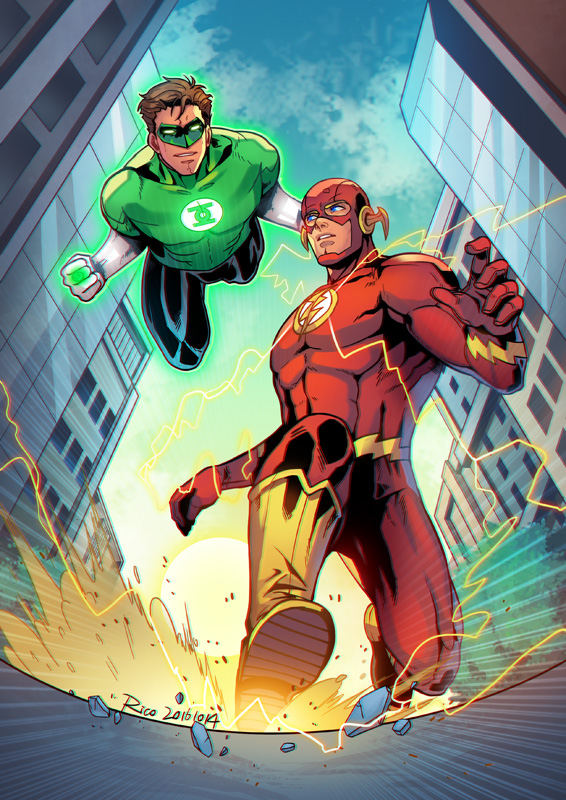2boys, barry_allen, black_bodysuit, blue_eyes, bodysuit, boots, brown_hair, city