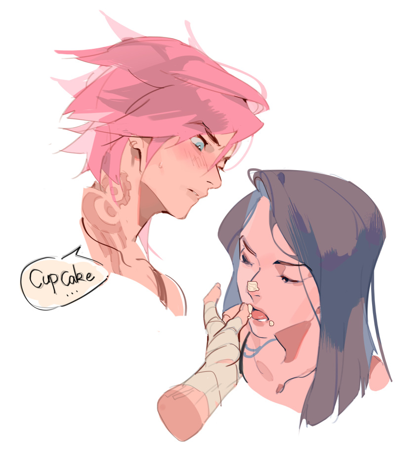 2girls, 713, absurdres, arcane:_league_of_legends, bandaged_hand, bandages, blue_eyes, blue_hair