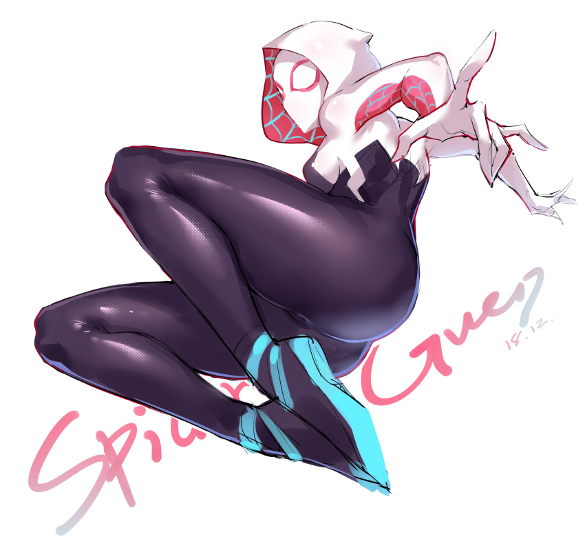 1girl, absurdres, ass, black_bodysuit, bodysuit, character_name, dated, full_body