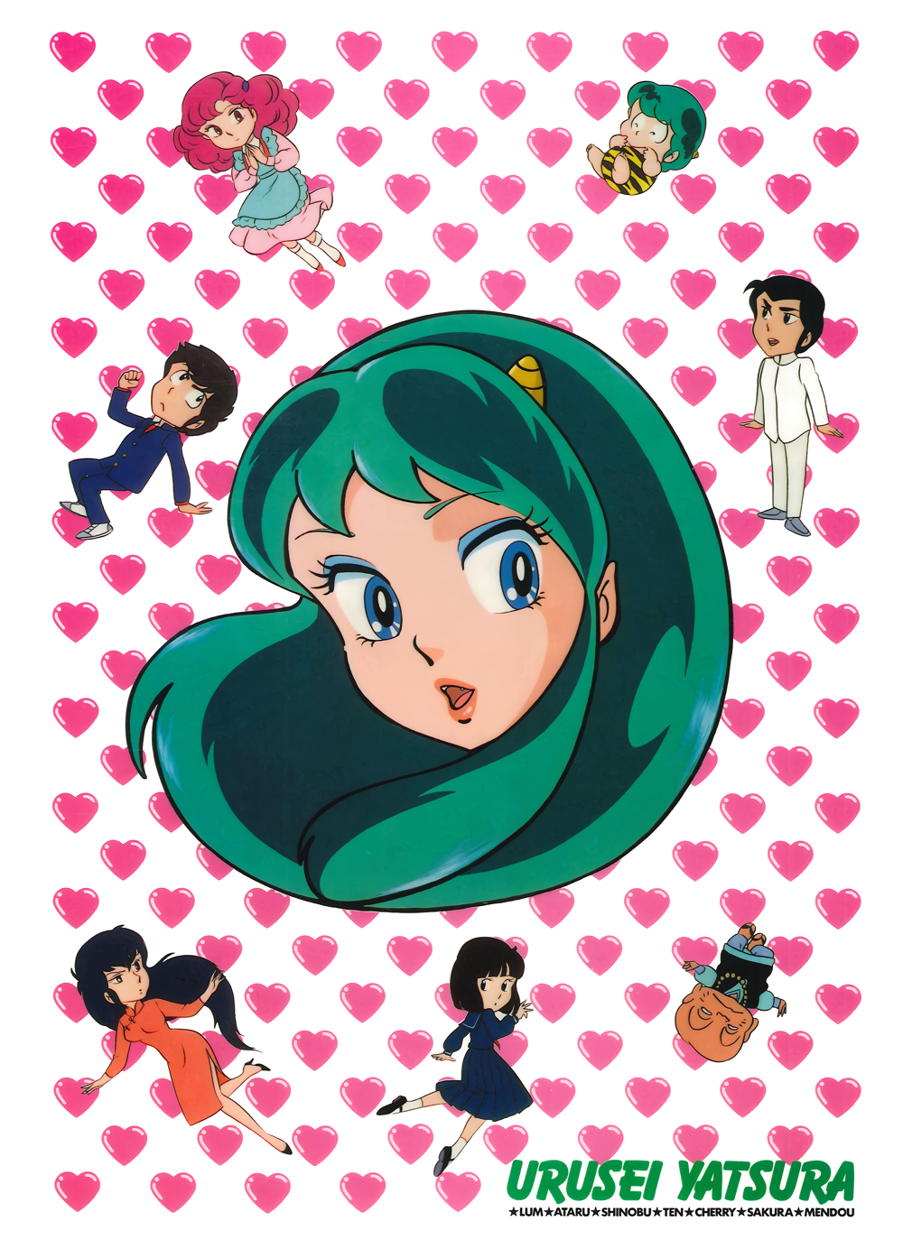 1980s_(style), 4boys, 4girls, apron, bald, bangs, black_hair, blue_eyes