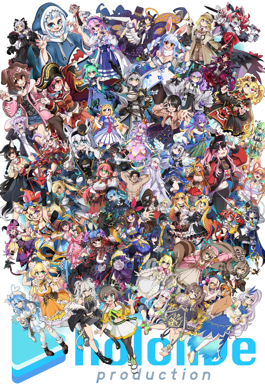 1other, 3d, 6+girls, :3, :d, absurdres, ahoge, airani_iofifteen