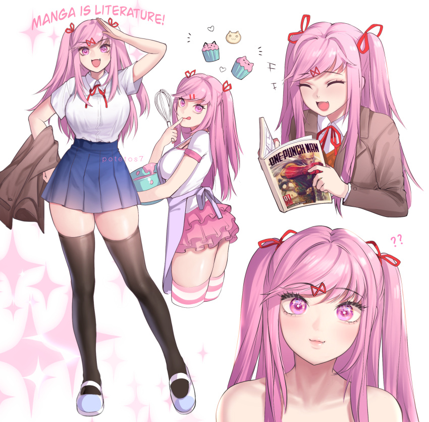 +++, 1girl, :3, :d, :q, ?, alternate_breast_size, alternate_hair_length
