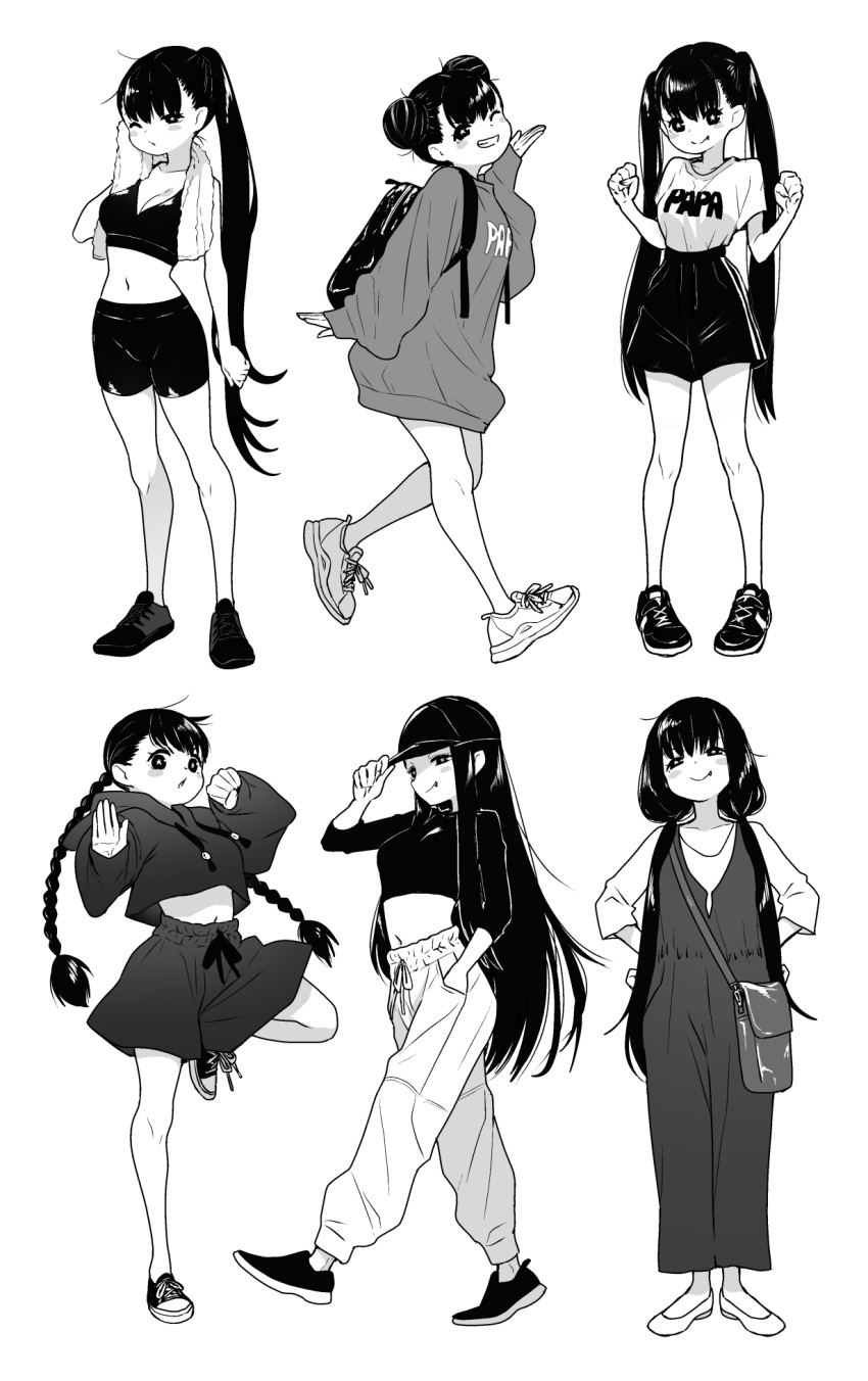 1girl, backpack, bag, bangs, blush_stickers, braid, breasts, clenched_hands