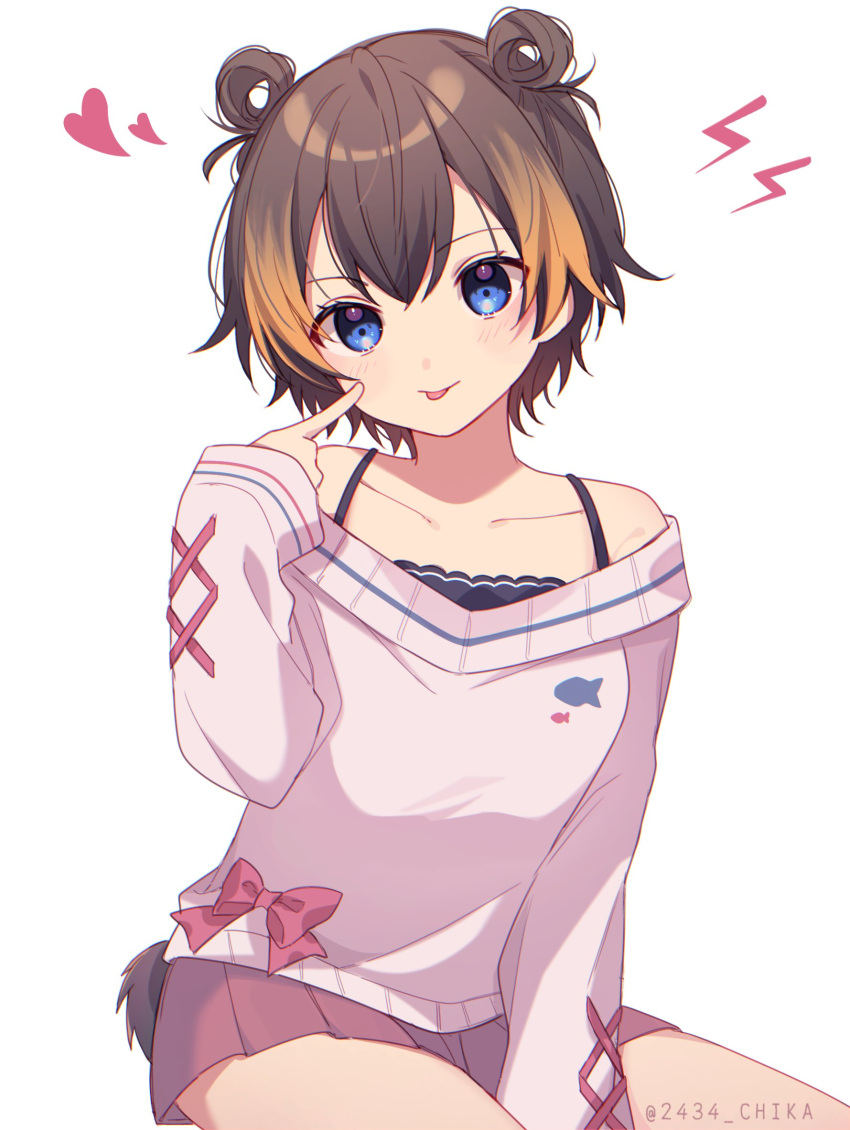 1girl, alternate_costume, bangs, bare_shoulders, blue_eyes, breasts, brown_hair, chika_(2343_chika)