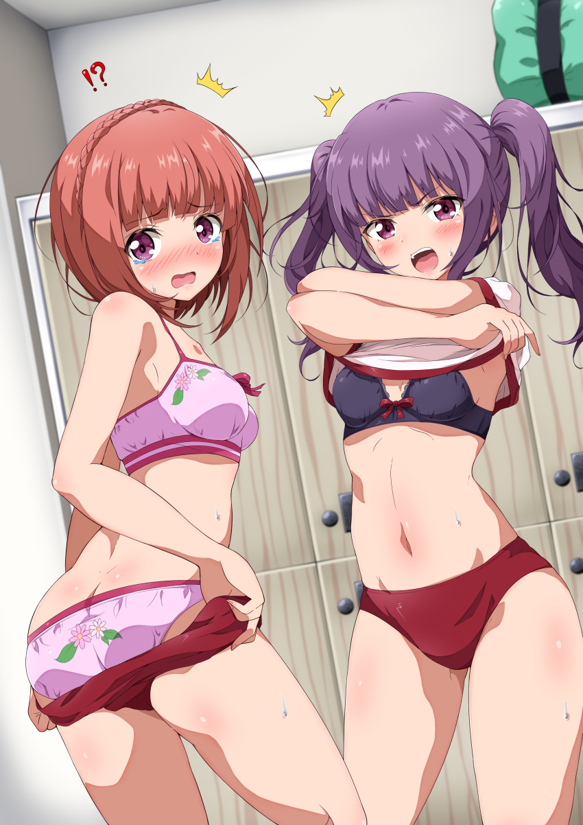 !?, 2girls, absurdres, aikawa_aika, alice_gear_aegis, angry, ass, back