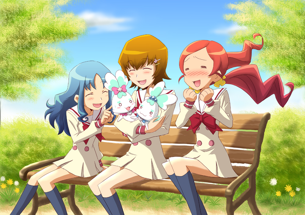 blue_hair, brown_hair, chypre, chypre_(heartcatch_precure!), closed_eyes, coffret, coffret_(heartcatch_precure!), futari_wa_precure
