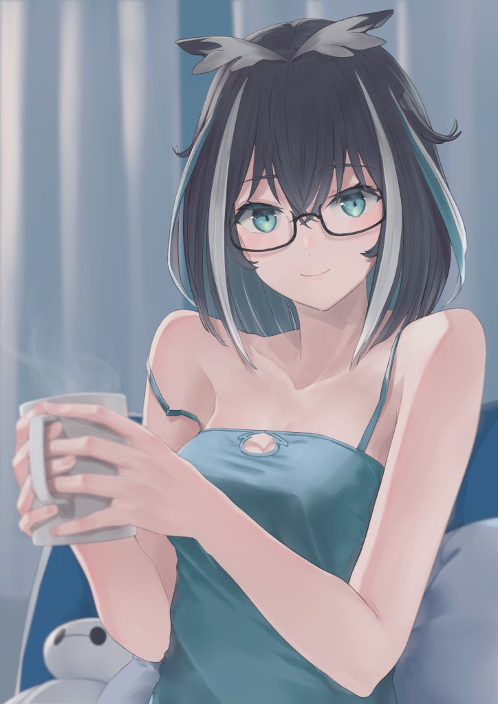 1girl, animare, aqua_eyes, atsushima, bangs, bare_arms, bare_shoulders, baymax