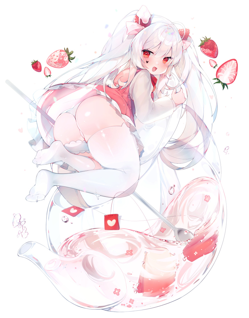 1girl, :d, absurdres, ahoge, ass, commentary_request, commission, eyebrows_visible_through_hair