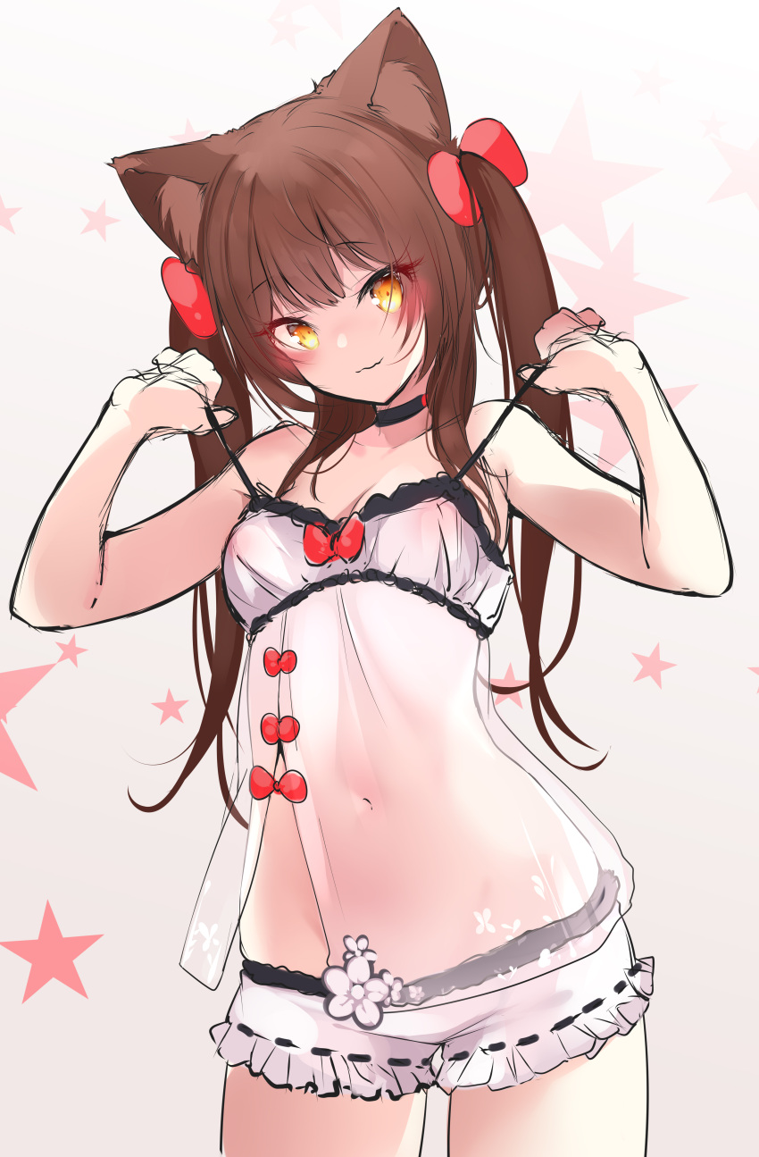 1girl, absurdres, animal_ear_fluff, animal_ears, bangs, bare_arms, bare_shoulders, black_choker