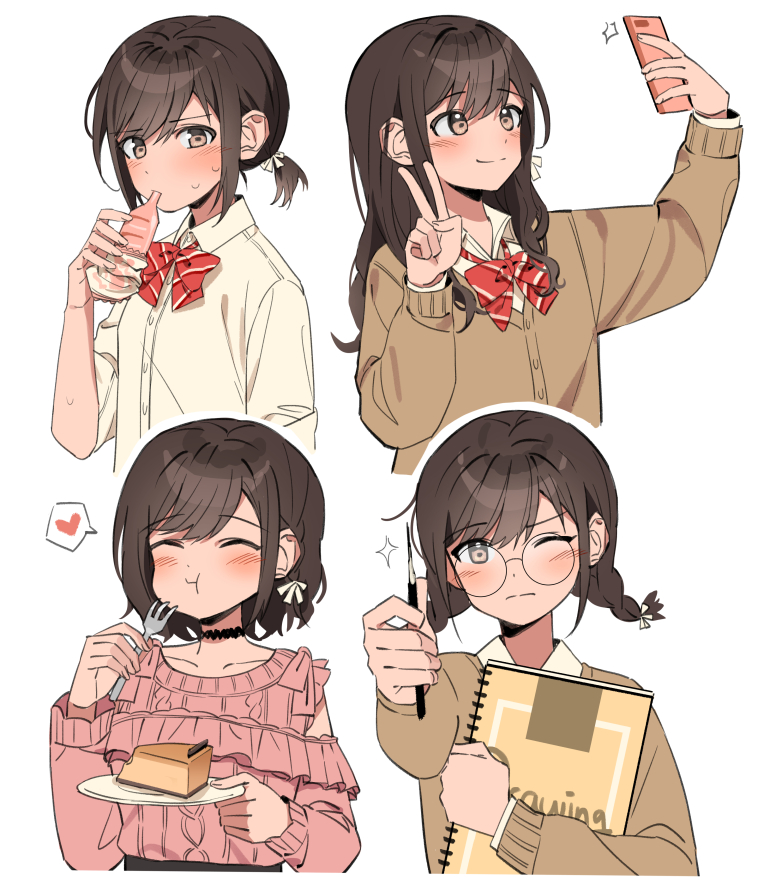 1girl, alternate_hair_length, alternate_hairstyle, black_choker, blouse, blush, bow, bowtie