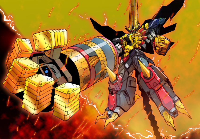 clenched_hand, energy, final_gaogaigar, forehead_jewel, giant_hand, glowing, glowing_eyes, hakaiou:_gaogaigar_vs._betterman