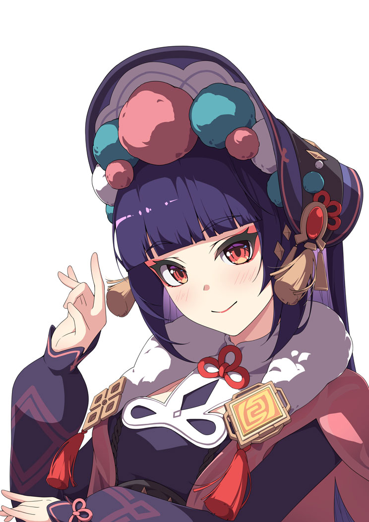 1girl, bangs, blunt_bangs, blush, dress, eyebrows_visible_through_hair, genshin_impact, gothic_lolita