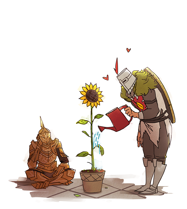 1boy, 1girl, armor, armored_boots, blazemalefica, boots, covered_face, dark_souls_(series)