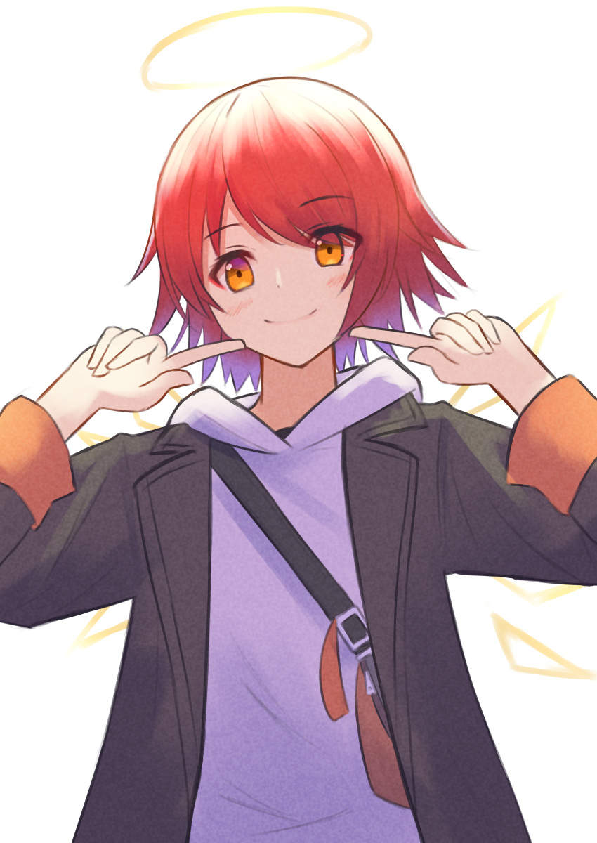 1girl, absurdres, arknights, bag, bangs, black_jacket, blush, closed_mouth