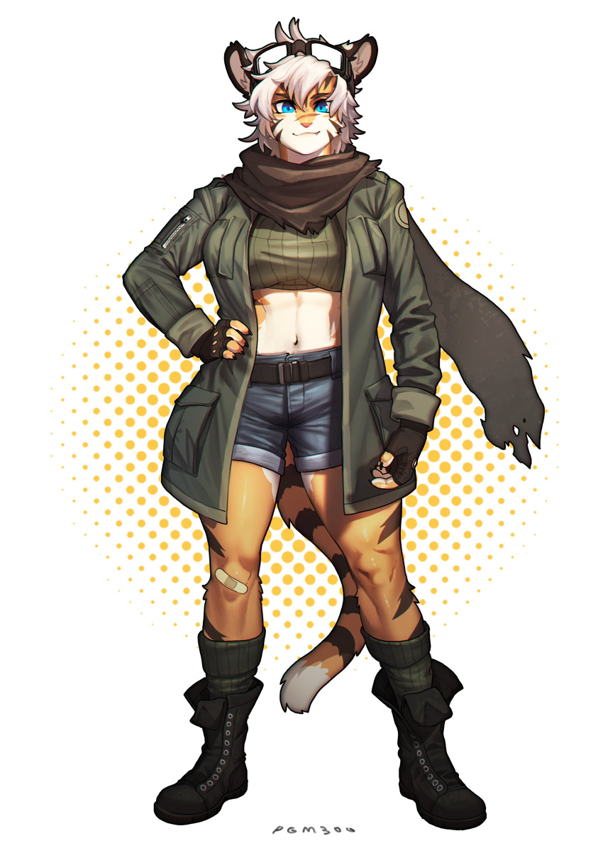 1girl, absurdres, artist_name, bandaid, bandaid_on_knee, belt, belt_buckle, blue_eyes