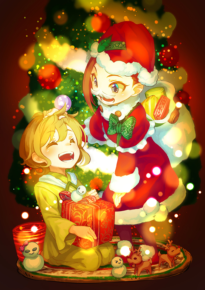1boy, 1girl, asymmetrical_bangs, bangs, black_legwear, blue_eyes, brother_and_sister, brown_hair
