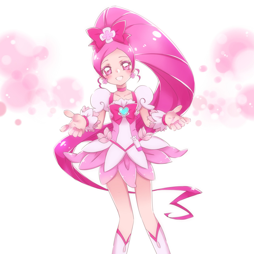 1girl, blush, boots, bow, brooch, choker, colored_eyelashes, cowboy_shot
