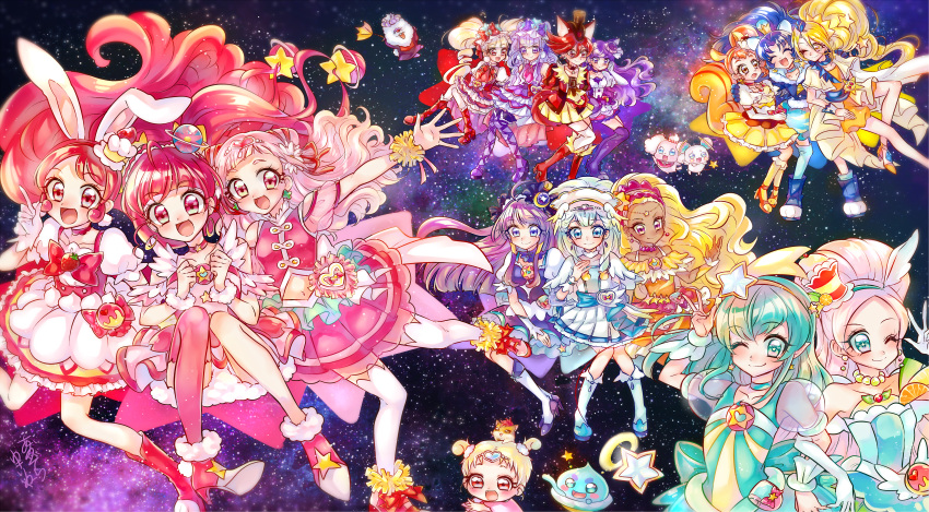 6+girls, :d, absurdres, ahoge, aisaki_emiru, amamiya_erena, animal_ears, arisugawa_himari