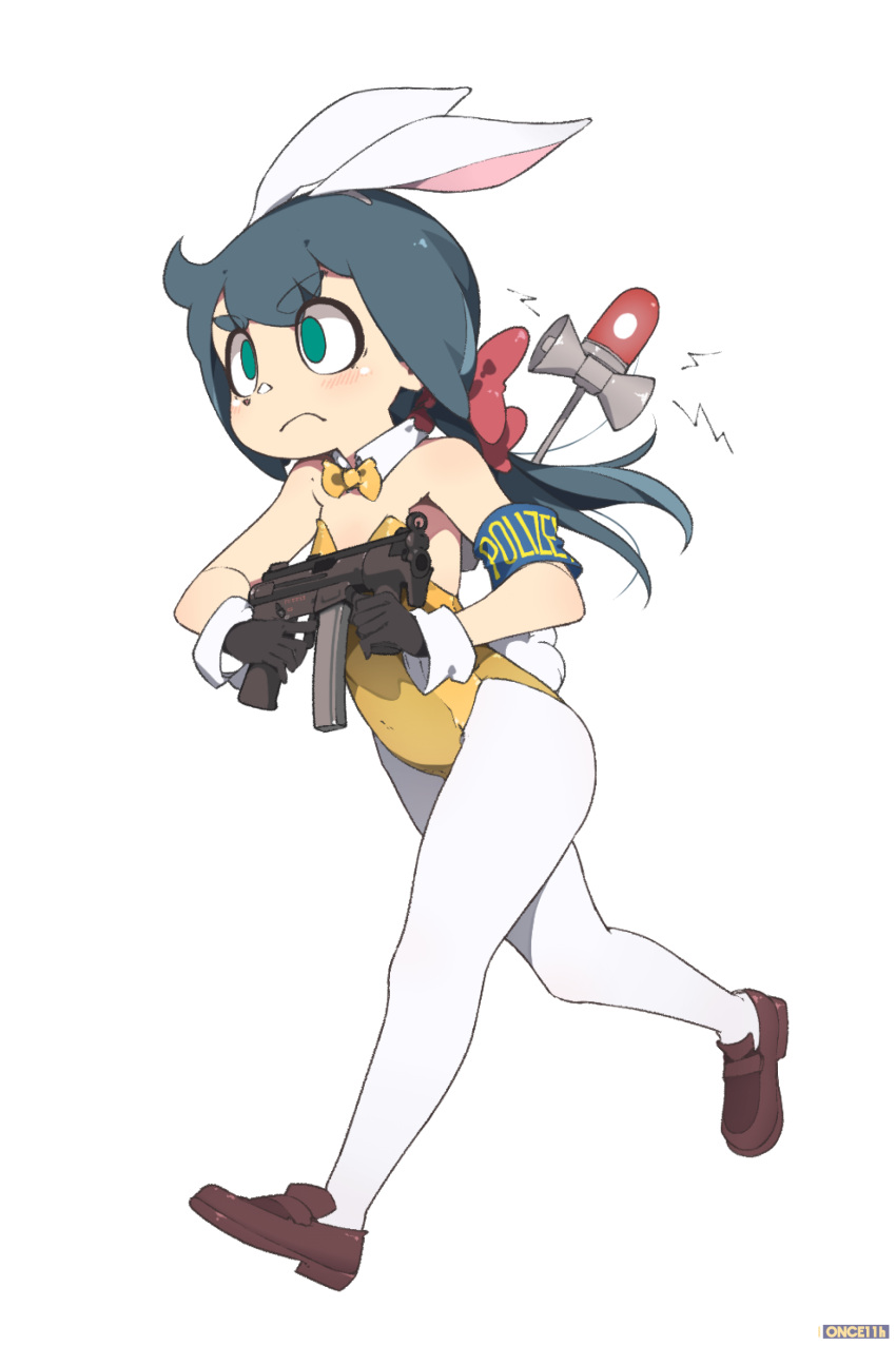 1girl, absurdres, animal_ears, armband, artist_name, bangs, bare_shoulders, blue_hair