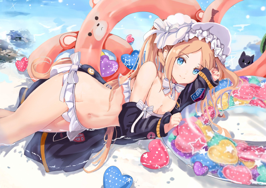 1girl, abigail_williams_(fate), abigail_williams_(swimsuit_foreigner)_(fate), age_fx, bangs, bare_shoulders, bikini, blonde_hair